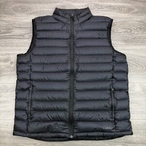 Cabelas Vest Mens Large Black Down Puffer Quilted Zip Pocket Mock Lightweight